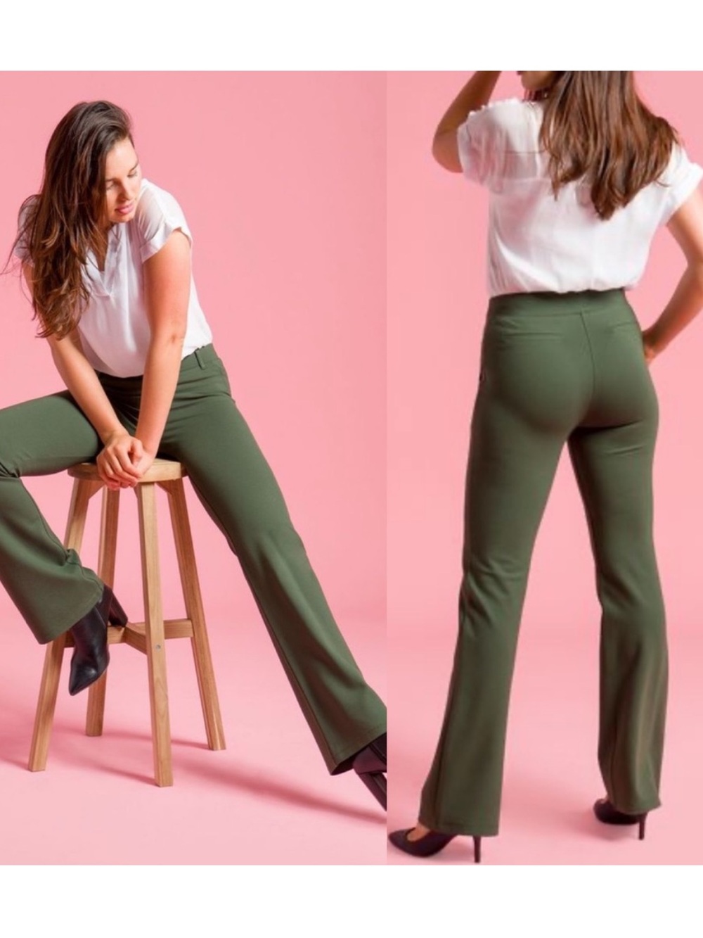 Betabrand Classic Bootcut Pants Trouser Large Green Yoga Office Yoga Stretch